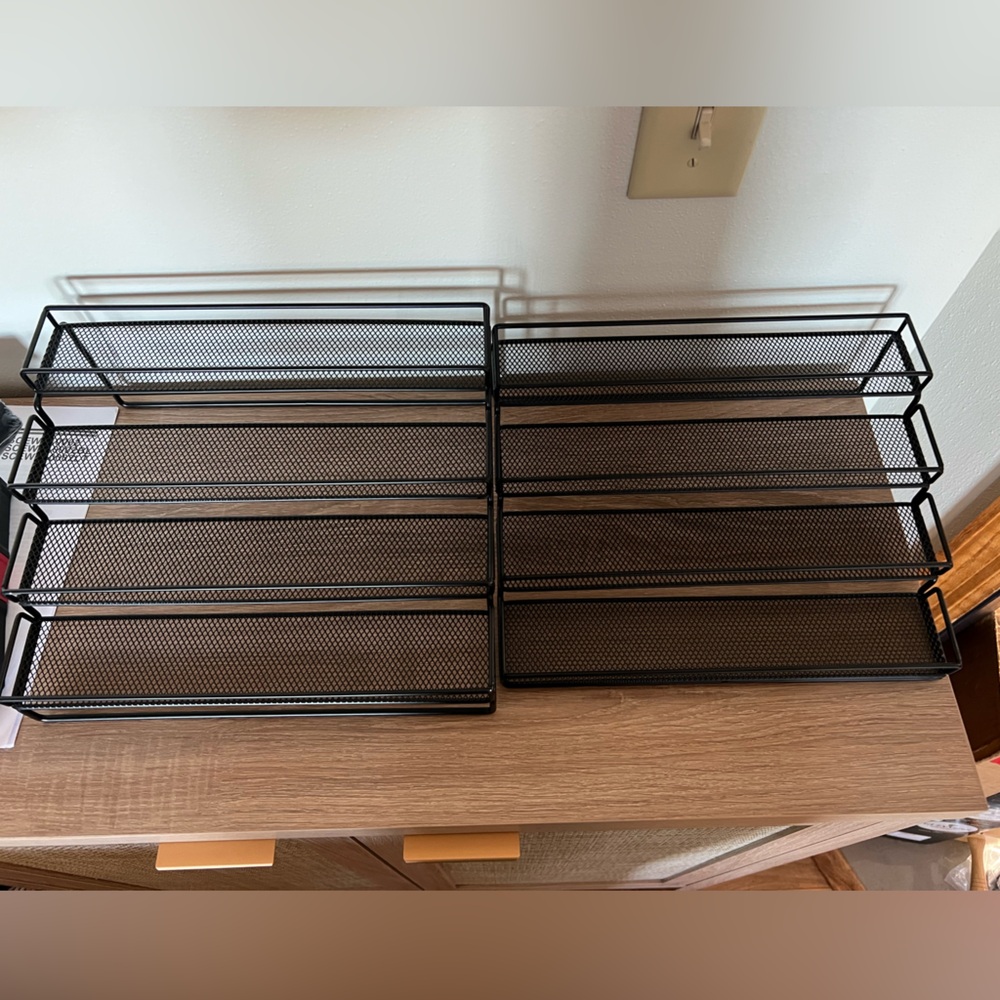 2 Black Metal Spice Racks